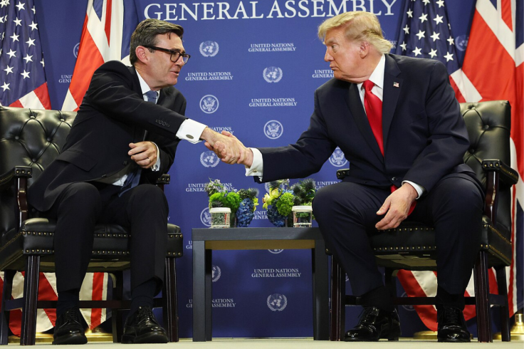 Trump Burnham shake hands