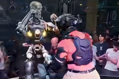 Robot vs. Man fight