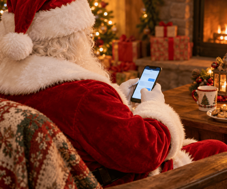 Santa Claus texting