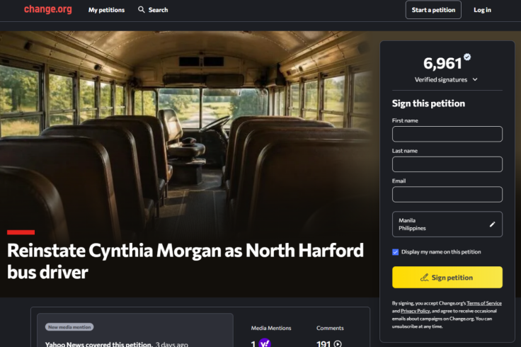 Change.org Petition to Reinstate School Bus Driver Cynthia Morgan