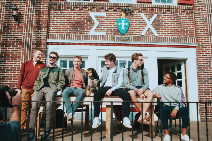 Students Outside a Fraternity House