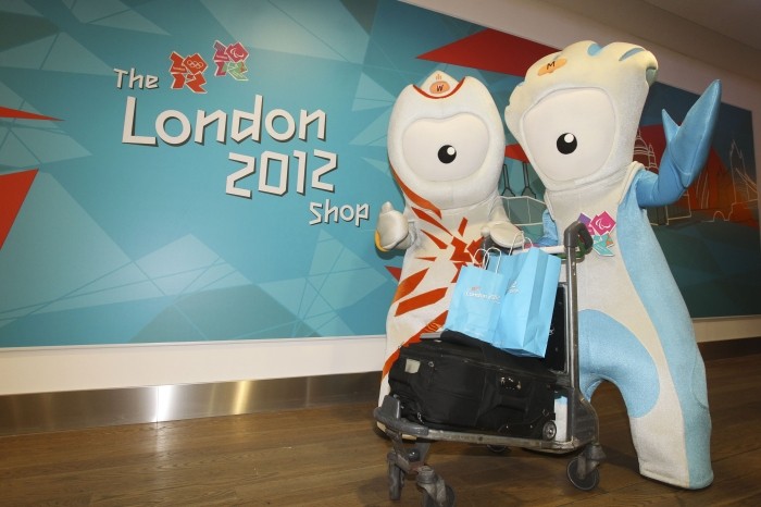 Wenlock and Mandeville get in on the action as the latest London 2012 shop opens at Heaththow Terminal 3 on Nov.1, 2011