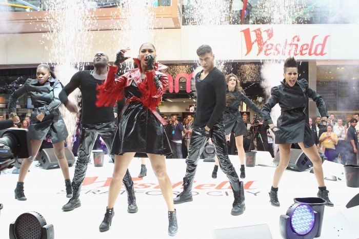Nicole Scherzinger performs at the opening of the Westfield Stratford City shopping centre on Sept. 13,2011