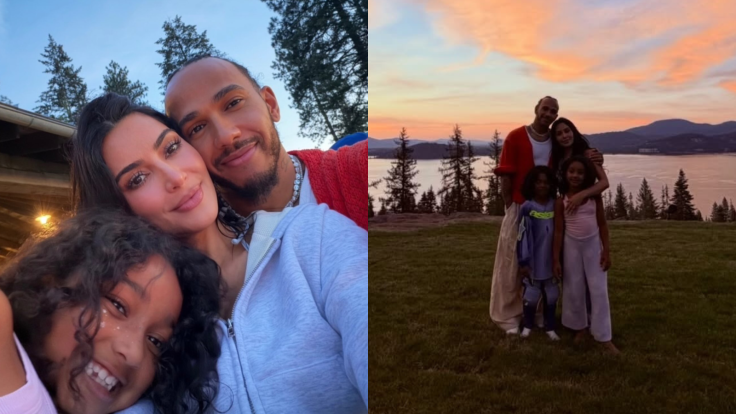 Lewis Hamilton with Kim Kardashian and her children