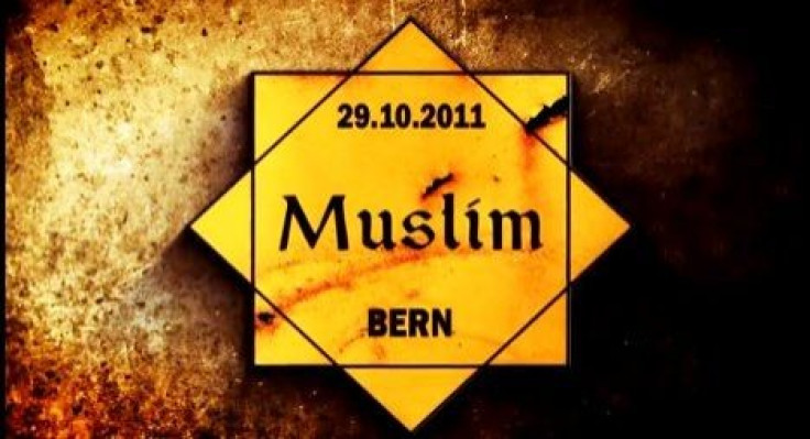 Reproduction of Sticker used during protests denouncing discrimination  against Muslims in Bern, Switzerland.