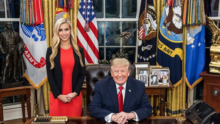 Donald Trump with Katie Zacharia in the Oval Office