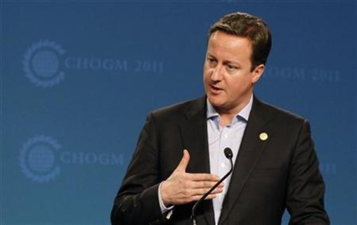 Prime Minister David Cameron holds a news conference at the Commonwealth summit in Perth