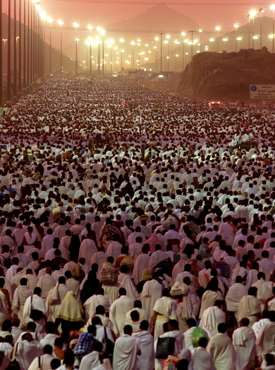 PILGRIMS MAKE THEIR WAY TO MUZDALIFAH AFTER PERFORMING WUQUF IN ARAFAT NEAR MECCA.
