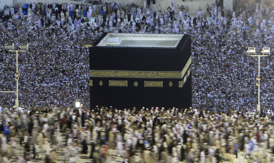 Muslim pilgrims circle the Kaaba at the Grand mosque in Mecca during the annual haj pilgrimage