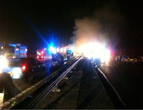 Around 27 vehicles have crashed on the M5 motorway near Tauton, Somerset claiming several lives and leaving around 35 people hurt, the police said on Friday.