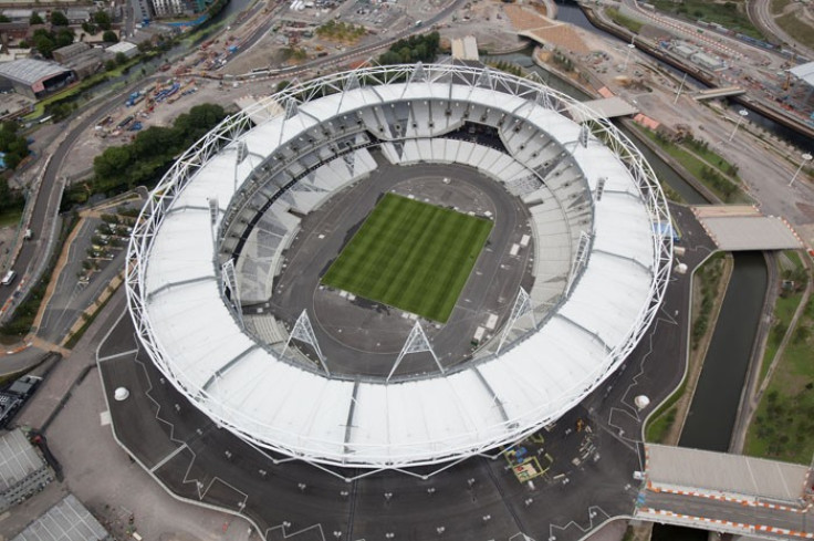 An aerial view of the Olympic Stadium with complete construction on the venue.