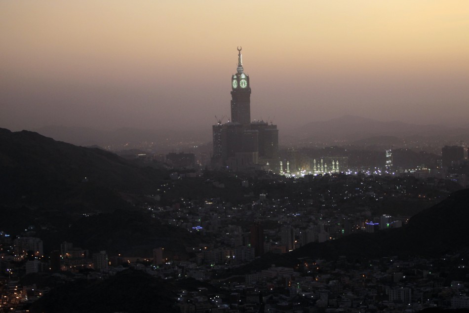 A view of Meccas Grand Mosque and the four-faced Clock Tower seen during the annual haj pilgrimage, from Mount Al-Noor in Mecca