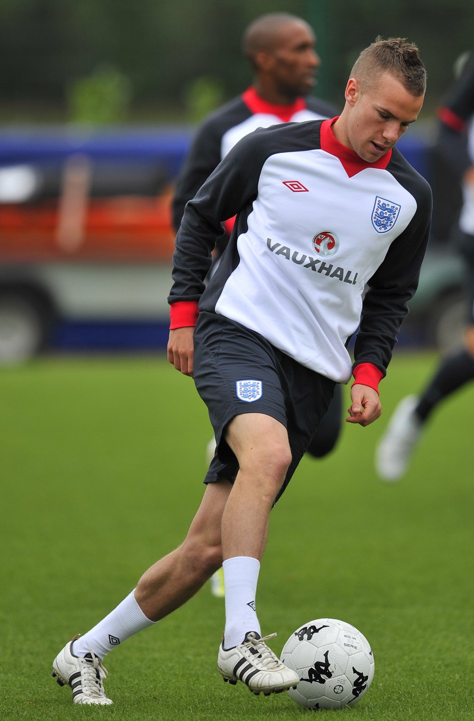 Tom Cleverley trains at London Colney with the England squad.