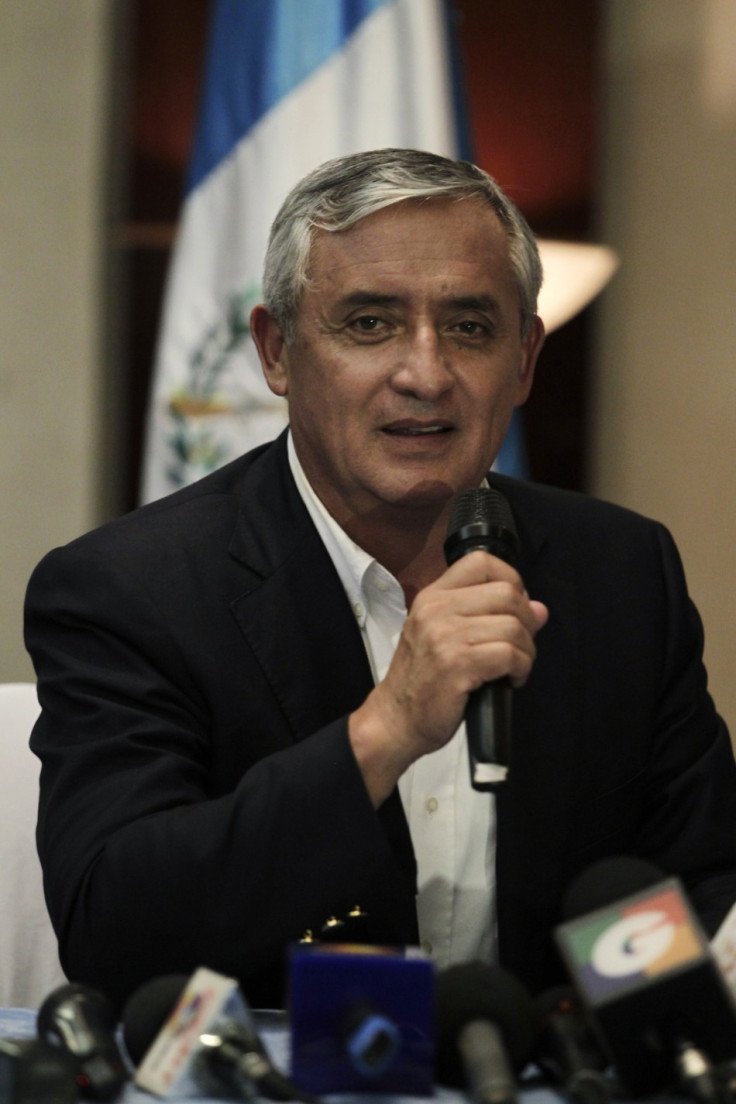 Retired general Otto Perez of the right-wing Patriot Party speaks in the media center of the Supreme Electoral Tribunal in Guatemala City