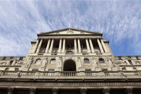 The Bank of England is seen against a blue sky in the City of London