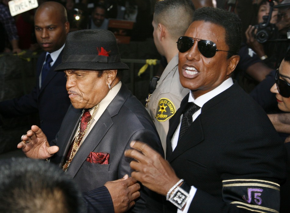 Michael Jacksons father Joe L and brother Jermaine Jackson leave the courthouse