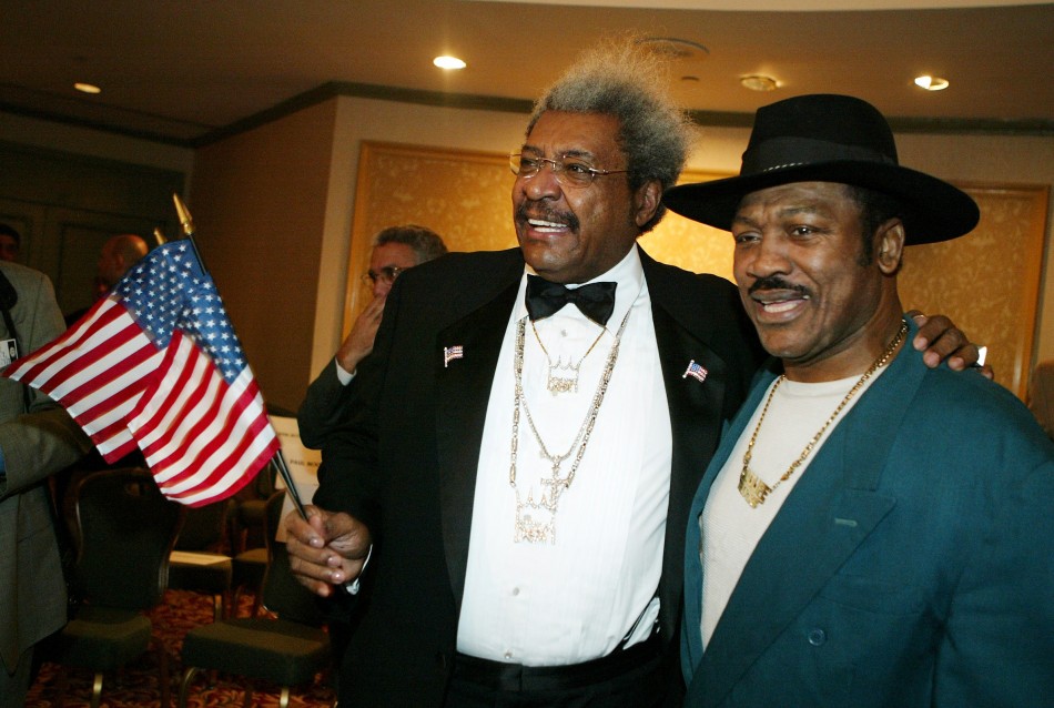 Don King and Joe Frazier pose in New York