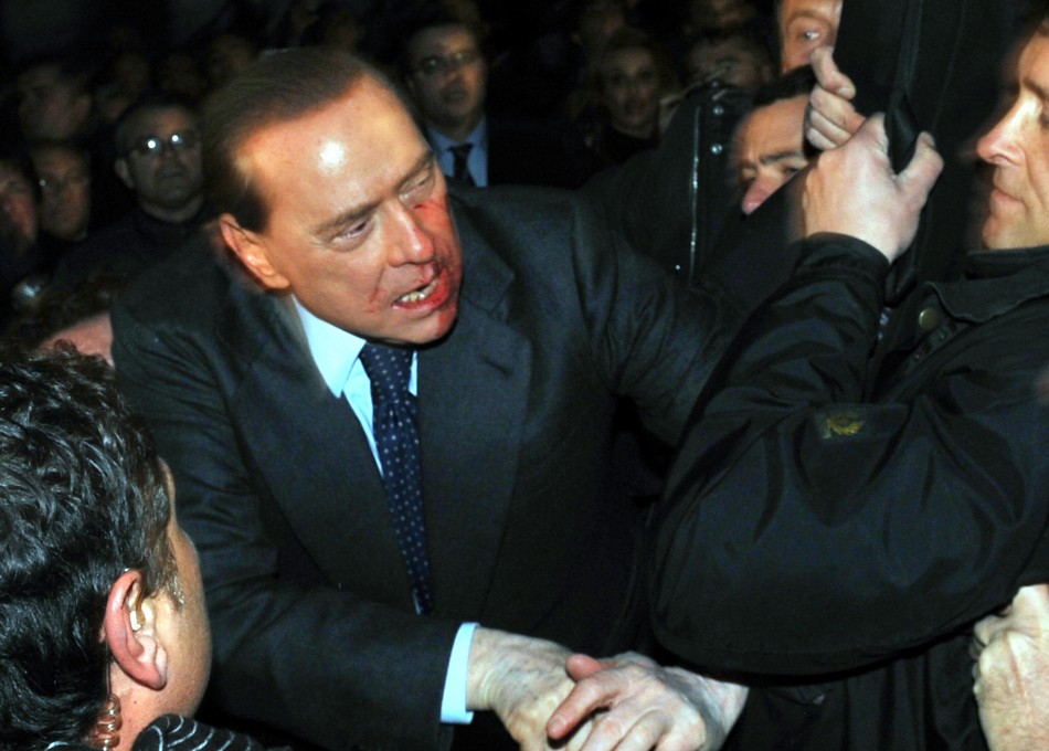 Berlosconi attaked during a campaign rally
