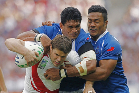 Eliota Fuimaono-Sapolu (right) has been banned for three weeks by the Rugby Football Union (RFU) after being found guilty on two charges of posting critical comments on Twitter about the RWC and the IRB.