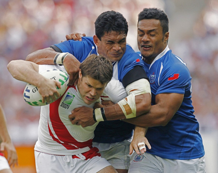 Eliota Fuimaono-Sapolu (right) has been banned for three weeks by the Rugby Football Union (RFU) after being found guilty on two charges of posting critical comments on Twitter about the RWC and the IRB.