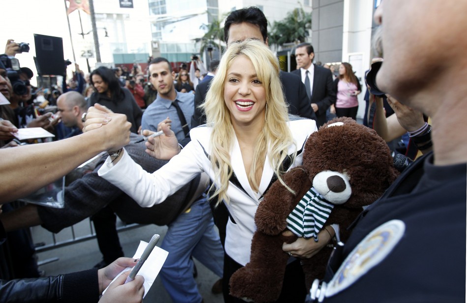Colombian singer Shakira greets her fans after unveiling her star on the Hollywood Walk of Fame in Hollywood