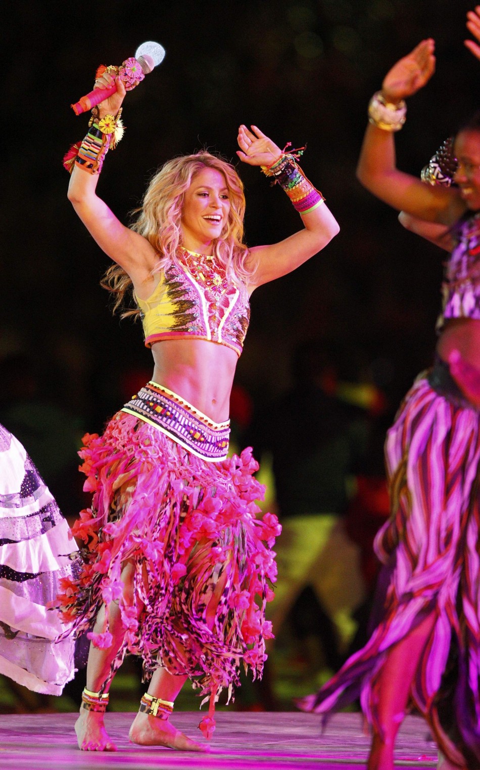 Shakira performs during the closing ceremony of the 2010 World Cup at Soccer City stadium in Johannesburg