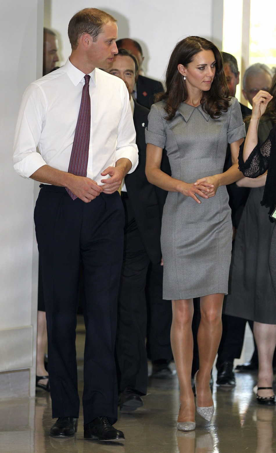 Prince William and Catherine, Duchess of Cambridge, walk as they visit the Sainte-Justine Hospital in Montreal