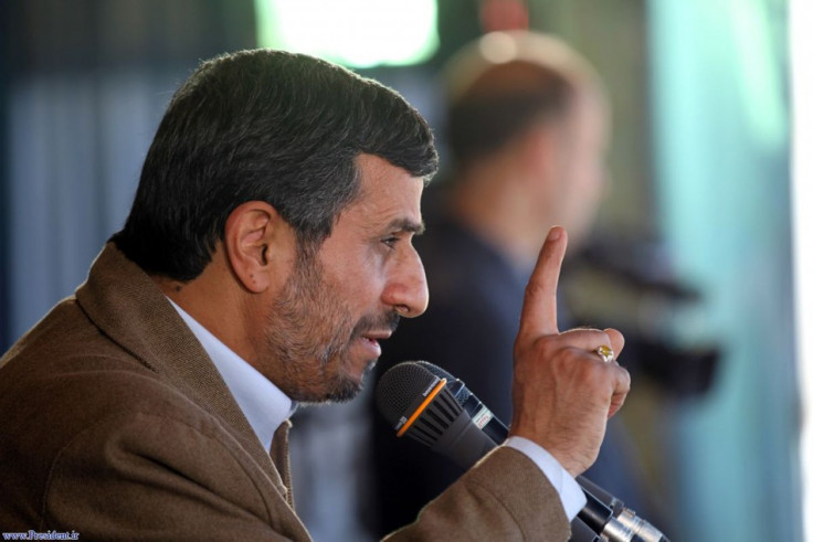 Iranian President Mahmoud Ahmadinejad speaks to an audience in city of Birjand