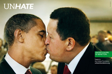 President Barack Obama locks lips with the President of Venezuela Hugo Chávez.