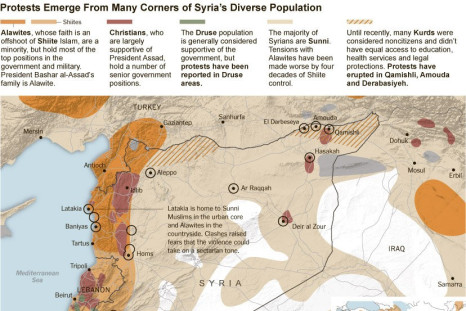 Syria :Map of the protests