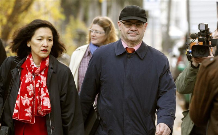 Former Swiss private banker Elmer arrives before a hearing of an appeal at the high court in Zurich