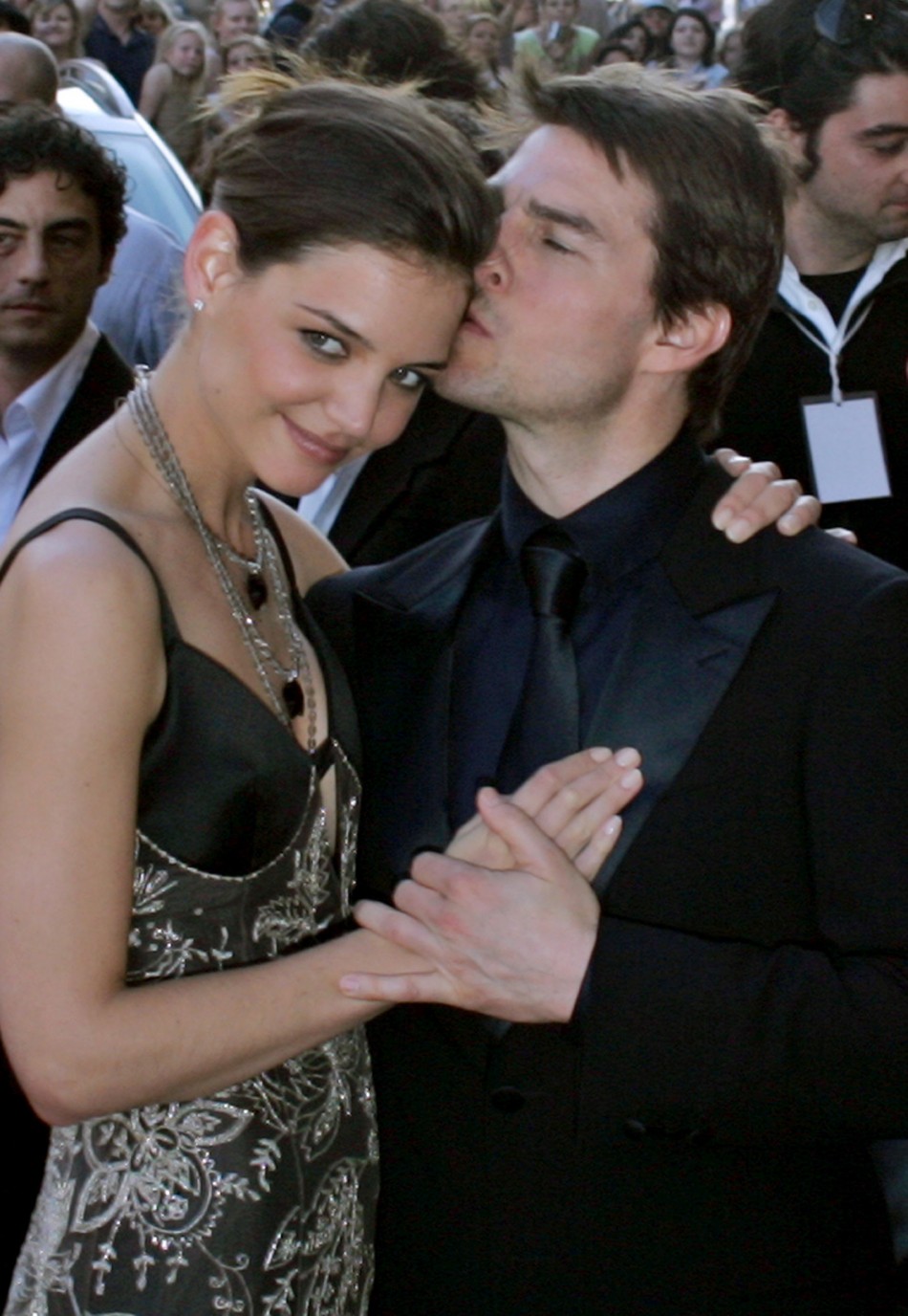 US actor Tom Cruise arrives for awards ceremony with new girlfriend US actress Katie Holmes in Rome