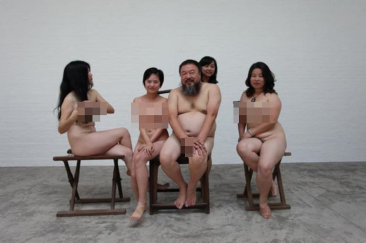 Handout of dissident Chinese artist Ai and four women posing naked