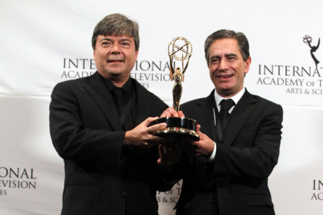 Telenovela award winners Bokel and Marques pose for photographers at the International Emmy Awards