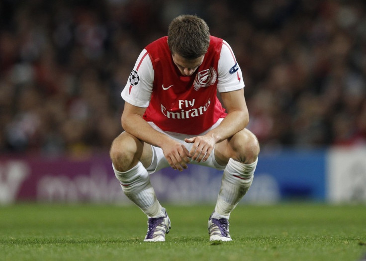 Arsenal&#039;s Ramsey reacts during their Champions League Group F soccer match against Marseille in London
