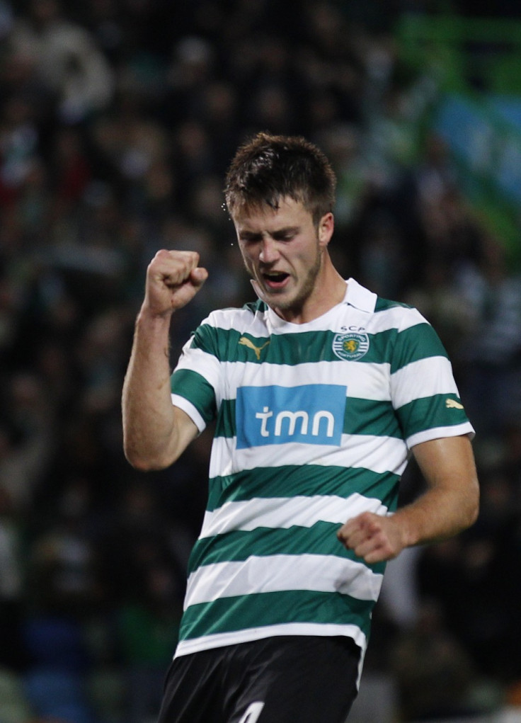 Sporting&#039;s Ricky van Wolfswinkel celebrates his goal against Leiria during their Portuguese Premier League soccer match at Alvalade stadium in Lisbon