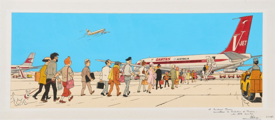 Among other items, Hergs original drawing for another Tintin adventure, Flight 714 to Sydney, was auctioned at 90,100, about three times the original price of 25,000 and 35,000.