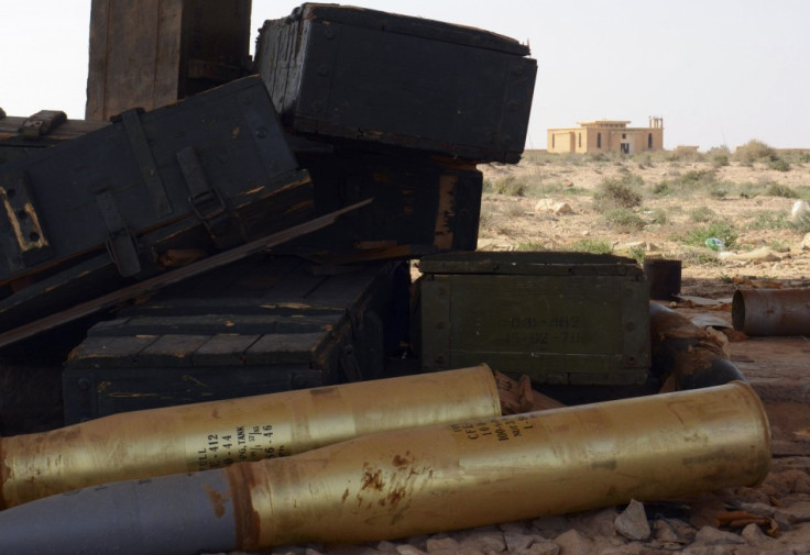 Munitions are seen inside an abandoned bunker complex near the eastern Libyan city of Ajdabiyah