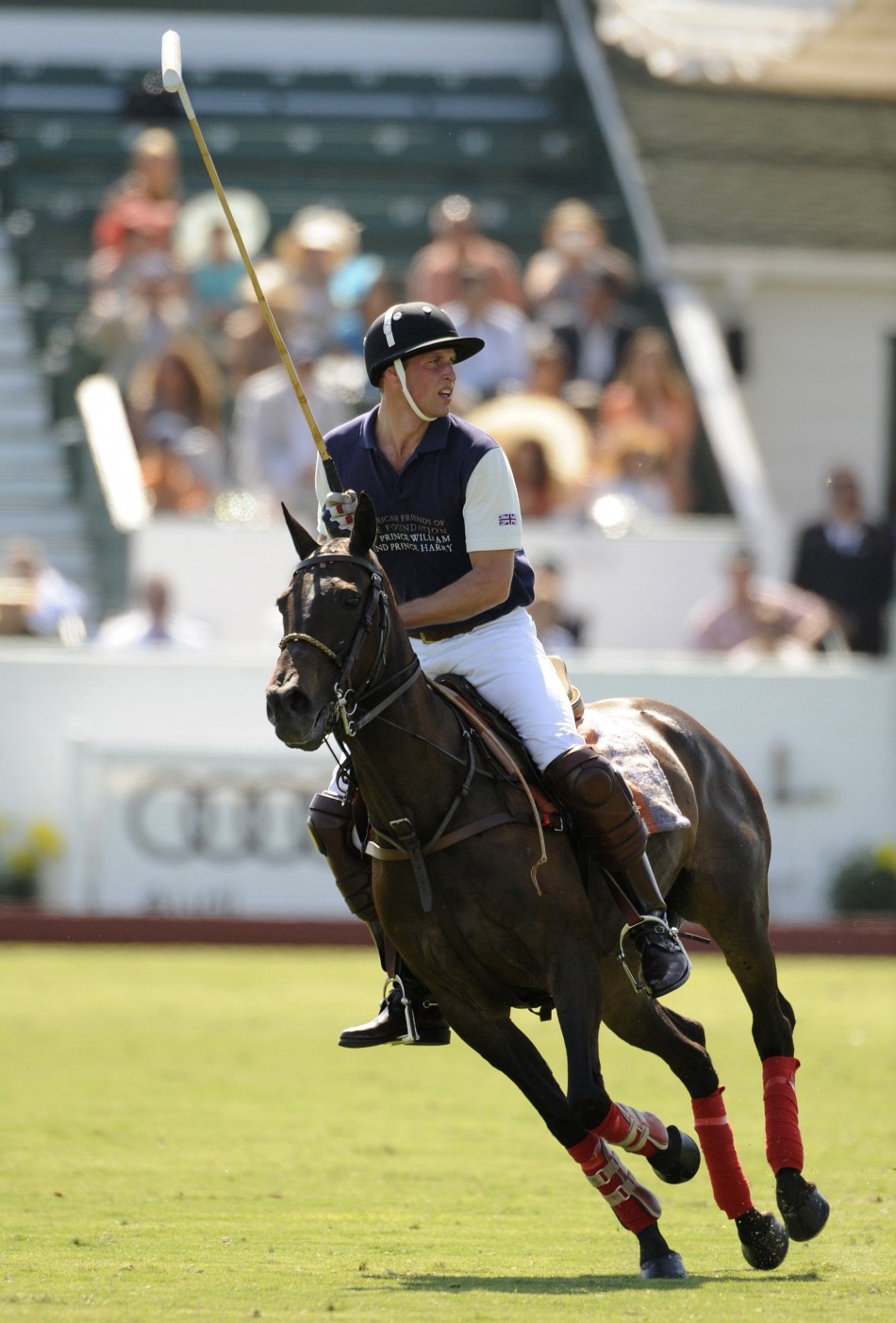 Prince William plays in a polo match at the Santa Barbara Polo and Racquet Club for a charity event held in support of the American Friends of The Foundation of Prince William and Prince Harry in Santa Barbara, California July 9, 2011