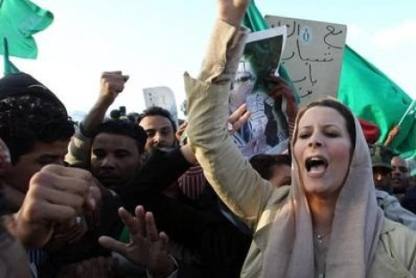 Aisha Gaddafi attending a pro-Gaddafi demonstration