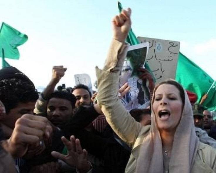 Aisha Gaddafi attending a pro-Gaddafi demonstration