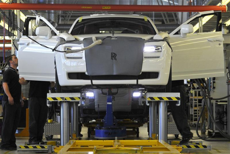 Employees work in the finishing and testing areas at the Rolls Royce plant in Goodwood