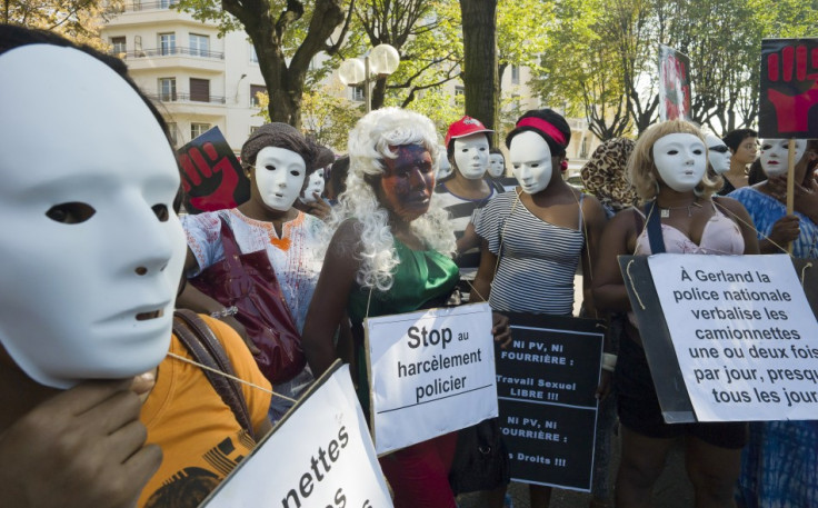 Prostitutes demonstrate to protest against their working condition in Lyon