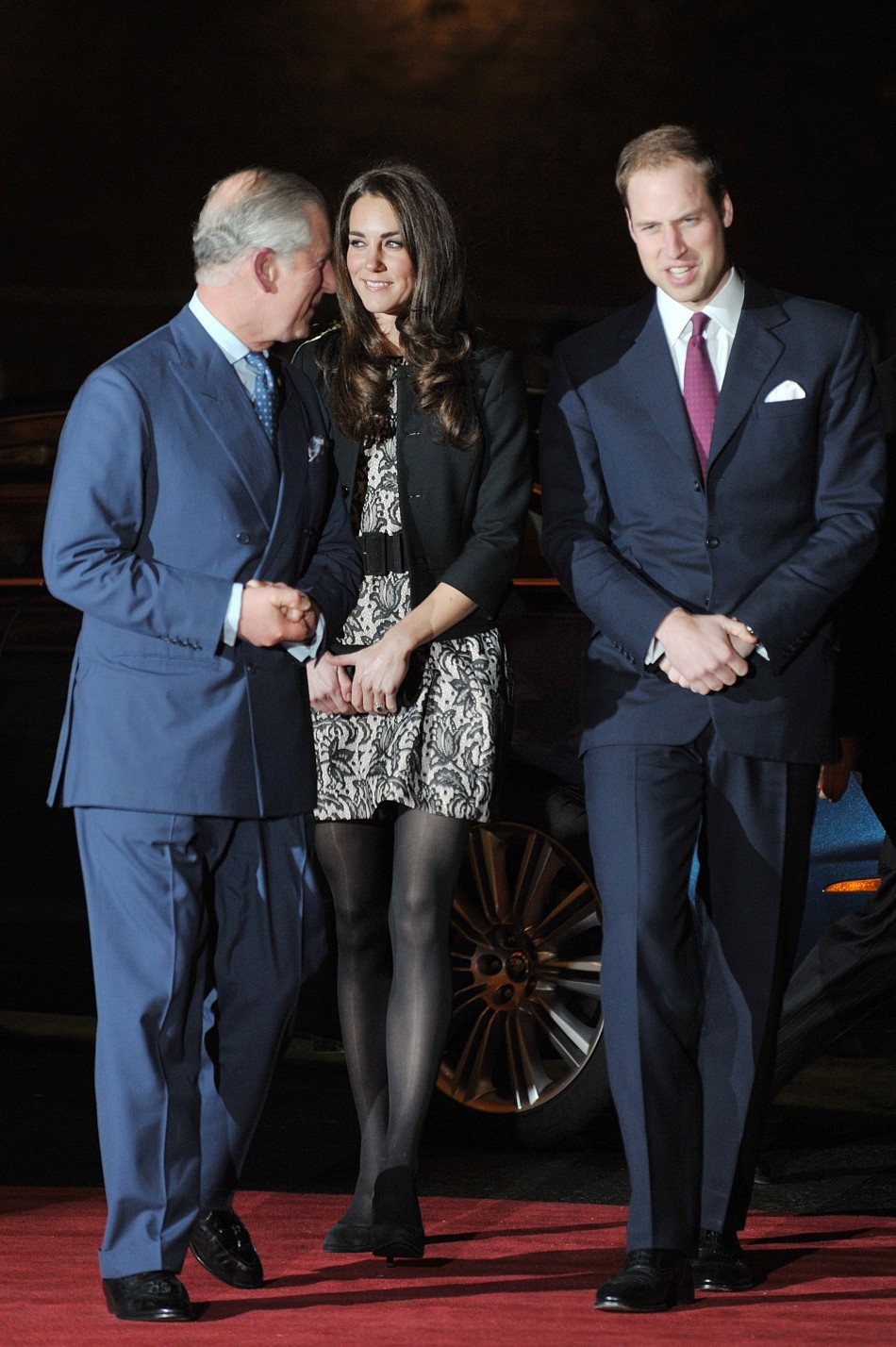 Britains Prince Charles, Prince William and Kate Middleton, Duchess of Cambridge