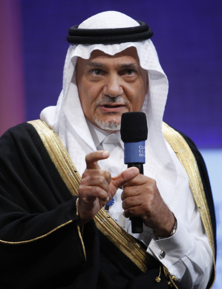 Prince Turki Al Faisal Al Saud of Saudi Arabia speaks during the Clinton Global Initiative in New York September 25, 2008. Established by former U.S. president Bill Clinton in 2005, the event is designed to bring donors together with people in need to try