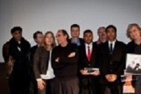 From left to right : Stanley Greene, Erik Izraelewicz, Marie-Christine Saragosse, Richard Bohringer, Jean-François Julliard, Eleven Media journalists, Dominique Gerbaud, Plantu, Jean Rolin. (c) Jean Larive