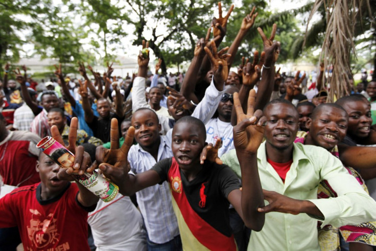 Supporters of opposition leader Tshisekedi gesture in Congo's capital Kinshasa