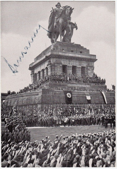 A photo of the Hitler Youth signed by their leader from 1940 to 1945 Arthur Axmann. Sold for 220 A photo of the Hitler Youth signed by their leader from 1940 to 1945 Arthur Axmann. Sold for 220