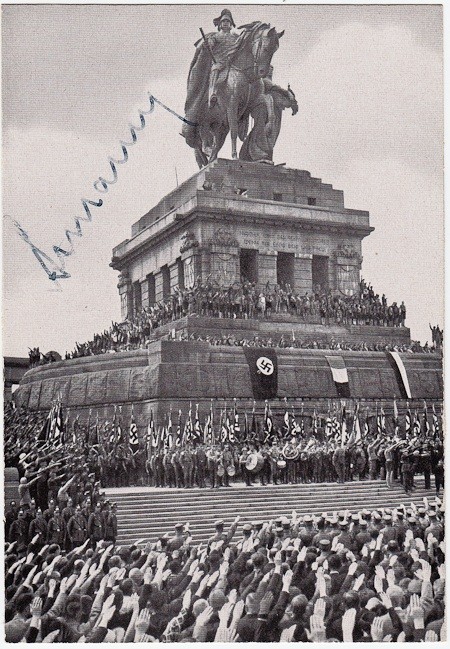 A photo of the Hitler Youth signed by their leader from 1940 to 1945 Arthur Axmann. Sold for 220