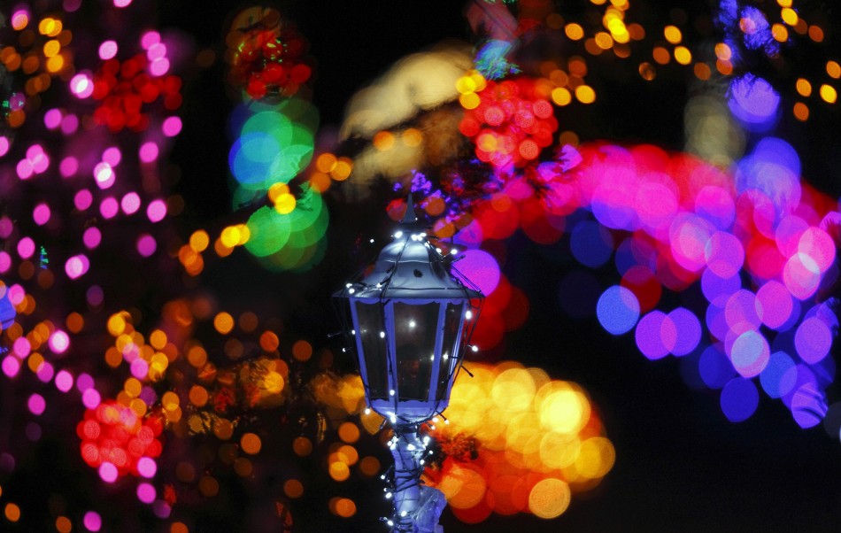 Colourful lights are seen at a country house estate in the village of Grabovnica near Cazma, central Croatia, December 10, 2011